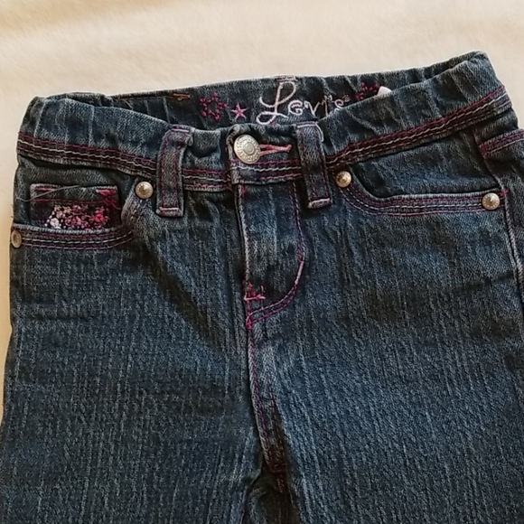 Girl's Denim Jeans Levi's Purple Sequins Size 4 - Picture 3 of 6